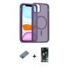 MARSİLYAN™- iPhone 11 Pro Max Kılıf Siluet Minimal Prime - Siyah 360 Mat Full Body Arka Koruyucu + Shine Kamera Lens Koruma Cam - GI