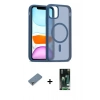 MARSİLYAN™- iPhone 11 Pro Max Kılıf Siluet Minimal Prime - Siyah 360 Mat Full Body Arka Koruyucu + Metal Kamera Lens Koruma Cam - GS