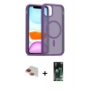 MARSİLYAN™- iPhone 11 Pro Max Kılıf Siluet Minimal Prime - Siyah 360 Mat Full Body Arka Koruyucu + Kırmızı Pers Alüminyum Kamera Lens