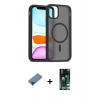 MARSİLYAN™- iPhone 11 Pro Max Kılıf Siluet Minimal Prime - Siyah 360 Mat Full Body Arka Koruyucu + Metal Kamera Lens Koruma Cam - MI