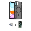 MARSİLYAN™- iPhone 11 Pro Max Kılıf Siluet Minimal Prime - Siyah 360 Mat Full Body Arka Koruyucu + Pers Alüminyum Kamera Lens - LT