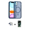 MARSİLYAN™- iPhone 11 Pro Max Kılıf Siluet Minimal Prime - Siyah 360 Mat Full Body Arka Koruyucu + Pers Alüminyum Kamera Lens - LT