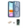 MARSİLYAN™- iPhone 11 Pro Max Kılıf Siluet Minimal Prime - Siyah 360 Mat Full Body Arka Koruyucu + Renkli Kamera Lens Koruma Cam - MI