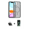 MARSİLYAN™- iPhone 11 Pro Max Kılıf Siluet Minimal Prime - Siyah 360 Mat Full Body Arka Koruyucu + Kamera Lens Koruma Cam - SF