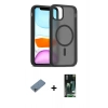 MARSİLYAN™- iPhone 11 Pro Max Kılıf Siluet Minimal Prime - Siyah 360 Mat Full Body Arka Koruyucu + Shine Kamera Lens Koruma Cam - SABE