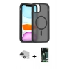 MARSİLYAN™- iPhone 11 Pro Max Kılıf Siluet Minimal Prime - Siyah 360 Mat Full Body Arka Koruyucu + Pers Alüminyum Kamera Lens - SH