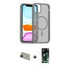 MARSİLYAN™- iPhone 11 Pro Max Kılıf Siluet Minimal Prime - Siyah 360 Mat Full Body Arka Koruyucu + Rainbow Kamera Lens Koruma Cam - YL