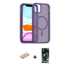 MARSİLYAN™- iPhone 11 Pro Max Kılıf Siluet Minimal Prime - Siyah 360 Mat Full Body Arka Koruyucu + Renkli Kamera Lens Koruma Cam - YL