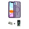 MARSİLYAN™- iPhone 11 Pro Max Kılıf Siluet Minimal Prime - Siyah 360 Mat Full Body Arka Koruyucu + Rainbow Kamera Lens Koruma Cam - YL