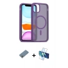 MARSİLYAN™- iPhone 11 Pro Max Kılıf Siluet Minimal Prime - Siyah 3D Antistatik Cam Ekran Koruyucu + Shine Kamera Lens Koruma Cam - GS