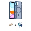MARSİLYAN™- iPhone 11 Pro Max Kılıf Siluet Minimal Prime - Siyah 3D Antistatik Cam Ekran Koruyucu + Renkli Kamera Lens Koruma Cam - SI