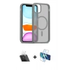 MARSİLYAN™- iPhone 11 Pro Max Kılıf Siluet Minimal Prime - Siyah 3D Antistatik Cam Ekran Koruyucu + Kamera Lens Koruma Cam - SF