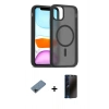 MARSİLYAN™- iPhone 11 Pro Max Kılıf Siluet Minimal Prime - Siyah 3D Antistatik Hayalet Cam Ekran Koruyucu + Shine Kamera Lens Koruma Cam - SH