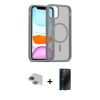 MARSİLYAN™- iPhone 11 Pro Max Kılıf Siluet Minimal Prime - Siyah 3D Antistatik Hayalet Cam Ekran Koruyucu + Pers Alüminyum Kamera Lens - LT