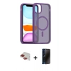 MARSİLYAN™- iPhone 11 Pro Max Kılıf Siluet Minimal Prime - Siyah 3D Antistatik Hayalet Cam Ekran Koruyucu + Pers Alüminyum Kamera Lens - KI
