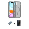 MARSİLYAN™- iPhone 11 Pro Max Kılıf Siluet Minimal Prime - Siyah 3D Antistatik Hayalet Cam Ekran Koruyucu + Gold Metal Kamera Lens Koruma Cam