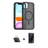 MARSİLYAN™- iPhone 11 Pro Max Kılıf Siluet Minimal Prime - Siyah 3D Antistatik Hayalet Cam Ekran Koruyucu + Kamera Lens Koruma Cam - SF