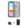 MARSİLYAN™- iPhone 11 Pro Max Kılıf Siluet Minimal Prime - Siyah 3D Antistatik Hayalet Cam Ekran Koruyucu + Kamera Lens Koruma Cam - SF