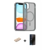 MARSİLYAN™- iPhone 11 Pro Max Kılıf Siluet Minimal Prime - Siyah 3D Antistatik Hayalet Cam Ekran Koruyucu + Renkli Kamera Lens Koruma Cam - MI