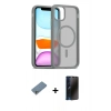 MARSİLYAN™- iPhone 11 Pro Max Kılıf Siluet Minimal Prime - Siyah 3D Antistatik Hayalet Cam Ekran Koruyucu + Gümüş Shine Kamera Lens Koruma Cam