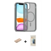 MARSİLYAN™- iPhone 11 Pro Max Kılıf Siluet Minimal Prime - Siyah 6D Mat Seramik Hayalet Nano Ekran Koruyucu + Turuncu Renkli Kamera Lens Koruma Cam