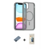MARSİLYAN™- iPhone 11 Pro Max Kılıf Siluet Minimal Prime - Siyah 6D Mat Seramik Hayalet Nano Ekran Koruyucu + Mavi Metal Kamera Lens Koruma Cam