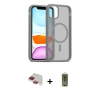 MARSİLYAN™- iPhone 11 Pro Max Kılıf Siluet Minimal Prime - Siyah Joko Magic 5D Hayalet Cam + Kırmızı Pers Alüminyum Kamera Lens
