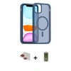 MARSİLYAN™- iPhone 11 Pro Max Kılıf Siluet Minimal Prime - Siyah Joko Magic 5D Hayalet Cam + Kırmızı Pers Alüminyum Kamera Lens