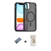 MARSİLYAN™- iPhone 11 Pro Max Kılıf Siluet Minimal Prime - Siyah Mat Seramik Nano Ekran Koruyucu + Metal Kamera Lens Koruma Cam - MI