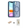 MARSİLYAN™- iPhone 11 Pro Max Kılıf Siluet Minimal Prime - Siyah Mat Seramik Nano Ekran Koruyucu + Renkli Kamera Lens Koruma Cam - PE