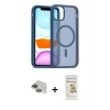 MARSİLYAN™- iPhone 11 Pro Max Kılıf Siluet Minimal Prime - Siyah Mat Seramik Nano Ekran Koruyucu + Pers Alüminyum Kamera Lens - YL