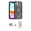 MARSİLYAN™- iPhone 11 Pro Max Kılıf Siluet Minimal Prime - Siyah Mat Seramik Nano Ekran Koruyucu + Pers Alüminyum Kamera Lens - YL