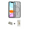MARSİLYAN™- iPhone 11 Pro Max Kılıf Siluet Minimal Prime - Siyah Mat Seramik Nano Ekran Koruyucu + Rainbow Kamera Lens Koruma Cam - GD