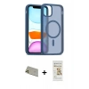 MARSİLYAN™- iPhone 11 Pro Max Kılıf Siluet Minimal Prime - Siyah Mat Seramik Nano Ekran Koruyucu + Rainbow Kamera Lens Koruma Cam - GD