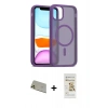 MARSİLYAN™- iPhone 11 Pro Max Kılıf Siluet Minimal Prime - Siyah Mat Seramik Nano Ekran Koruyucu + Rainbow Kamera Lens Koruma Cam - GD