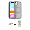 MARSİLYAN™- iPhone 11 Pro Max Kılıf Siluet Minimal Prime - Siyah Mat Seramik Nano Ekran Koruyucu + Renkli Kamera Lens Koruma Cam - TU