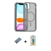 MARSİLYAN™- iPhone 11 Pro Max Kılıf Siluet Minimal Prime - Siyah Polymer Nano Ekran Koruyucu + Gökkuşağı Shine Kamera Lens Koruma Cam