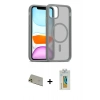 MARSİLYAN™- iPhone 11 Pro Max Kılıf Siluet Minimal Prime - Siyah Polymer Nano Ekran Koruyucu + Rainbow Kamera Lens Koruma Cam - GD