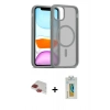 MARSİLYAN™- iPhone 11 Pro Max Kılıf Siluet Minimal Prime - Siyah Polymer Nano Ekran Koruyucu + Pers Alüminyum Kamera Lens - KI