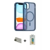 MARSİLYAN™- iPhone 11 Pro Max Kılıf Siluet Minimal Prime - Siyah Polymer Nano Ekran Koruyucu + Rainbow Kamera Lens Koruma Cam - YL