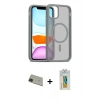 MARSİLYAN™- iPhone 11 Pro Max Kılıf Siluet Minimal Prime - Siyah Polymer Nano Ekran Koruyucu + Rainbow Kamera Lens Koruma Cam - YL