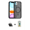 MARSİLYAN™- iPhone 11 Pro Max Kılıf Siluet Minimal Prime - Siyah Polymer Nano Ekran Koruyucu + Şeffaf Kamera Lens Koruma Cam