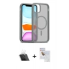 MARSİLYAN™- iPhone 11 Pro Max Kılıf Siluet Minimal Prime - Siyah Seramik Nano Ekran Koruyucu + Kamera Lens Koruma Cam - SF