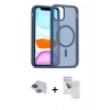 MARSİLYAN™- iPhone 11 Pro Max Kılıf Siluet Minimal Prime - Siyah Seramik Nano Ekran Koruyucu + Pers Alüminyum Kamera Lens - LT