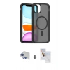 MARSİLYAN™- iPhone 11 Pro Max Kılıf Siluet Minimal Prime - Siyah Seramik Nano Ekran Koruyucu + Pers Alüminyum Kamera Lens - LT