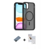 MARSİLYAN™- iPhone 11 Pro Max Kılıf Siluet Minimal Prime - Siyah Seramik Nano Ekran Koruyucu + Metal Kamera Lens Koruma Cam - SH