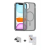 MARSİLYAN™- iPhone 11 Pro Max Kılıf Siluet Minimal Prime - Siyah Seramik Nano Ekran Koruyucu + Pers Alüminyum Kamera Lens - SH