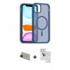 MARSİLYAN™- iPhone 11 Pro Max Kılıf Siluet Minimal Prime - Siyah Seramik Nano Ekran Koruyucu + Yeşil Rainbow Kamera Lens Koruma Cam