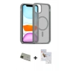 MARSİLYAN™- iPhone 11 Pro Max Kılıf Siluet Minimal Prime - Siyah Seramik Nano Ekran Koruyucu + Yeşil Rainbow Kamera Lens Koruma Cam