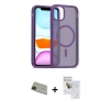 MARSİLYAN™- iPhone 11 Pro Max Kılıf Siluet Minimal Prime - Siyah Seramik Nano Ekran Koruyucu + Yeşil Rainbow Kamera Lens Koruma Cam